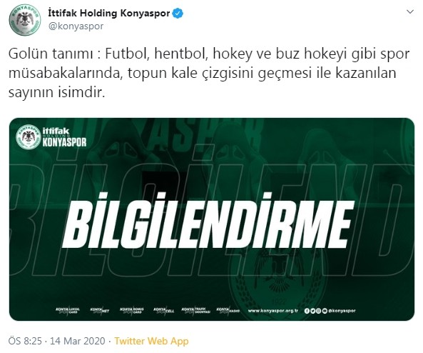 Konyaspor’dan 'gol' göndermesi