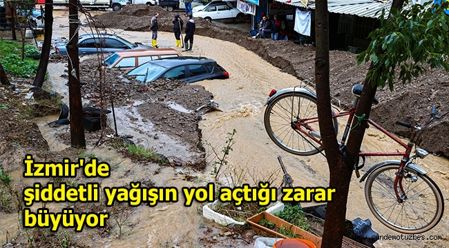  İzmir'de şiddetli yağışın yol açtığı zarar büyüyor