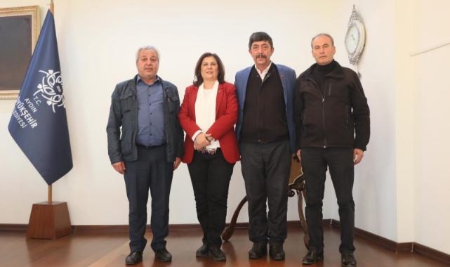 ÇİNELİ MUHTARLARDAN BAŞKAN ÇERÇİOĞLU&#039;NA ZİYARET