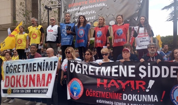 Cinayete öfke seli... İzmir&#039;de öğretmenler iş bıraktı!