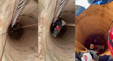 12 metrelik kuyudan itfaiyenin müdahalesiyle kurtarıldı