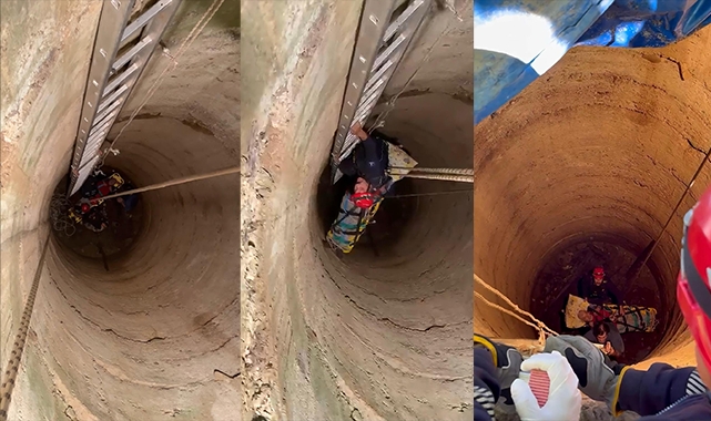 12 metrelik kuyudan itfaiyenin müdahalesiyle kurtarıldı