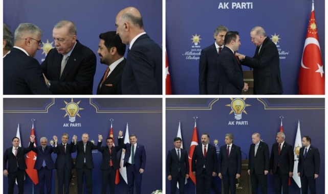Rozetlerini Cumhurbaşkanı Erdoğan taktı... 7 belediye başkanı AK Parti&#039;ye geçti!