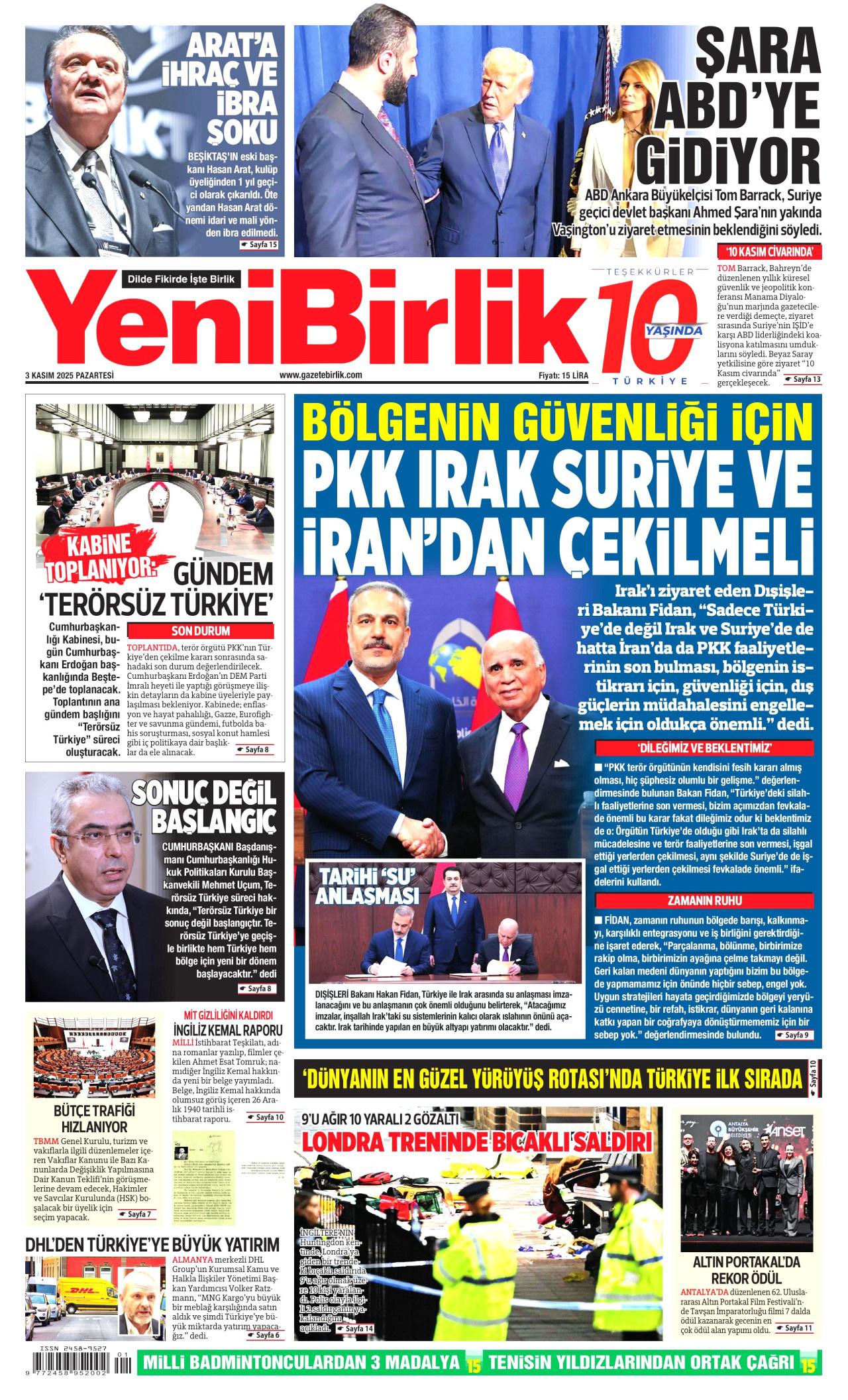 YENİBİRLİK Gazete Manşeti