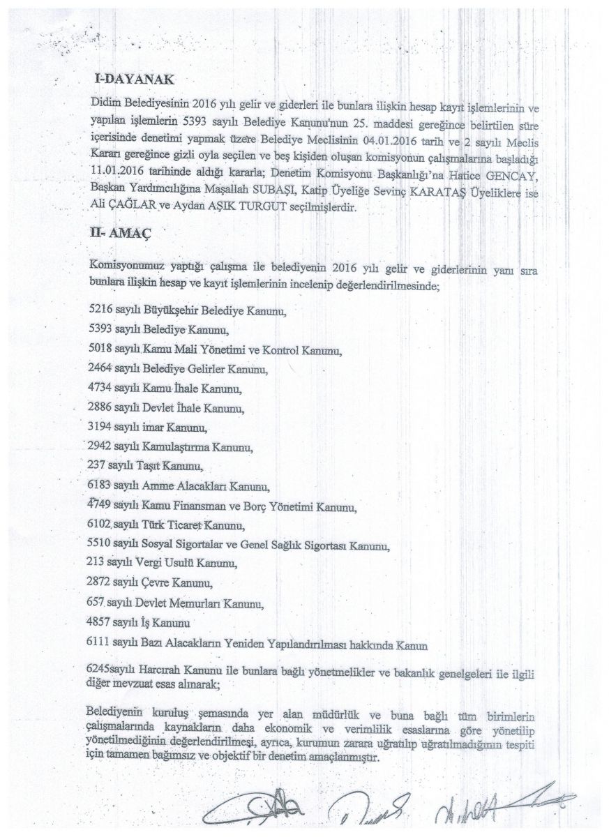 DİDİM BELEDİYESİ 2016 YILI DENETİM KOMİSYONU RAPORU HAKKINDA SUÇ DUYURUSU!