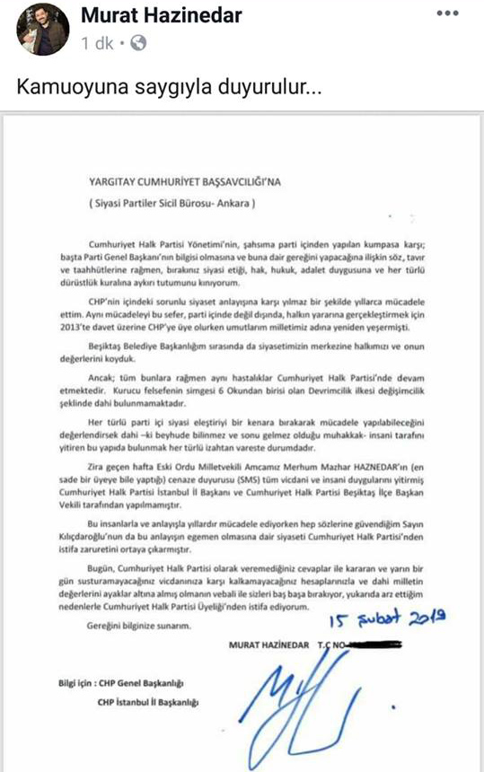 FLAŞ! HAZİNEDAR, KILIÇDAROĞLU'NA DEMEDİĞİNİ BIRAKMADI VE BASTI İSTİFAYI!