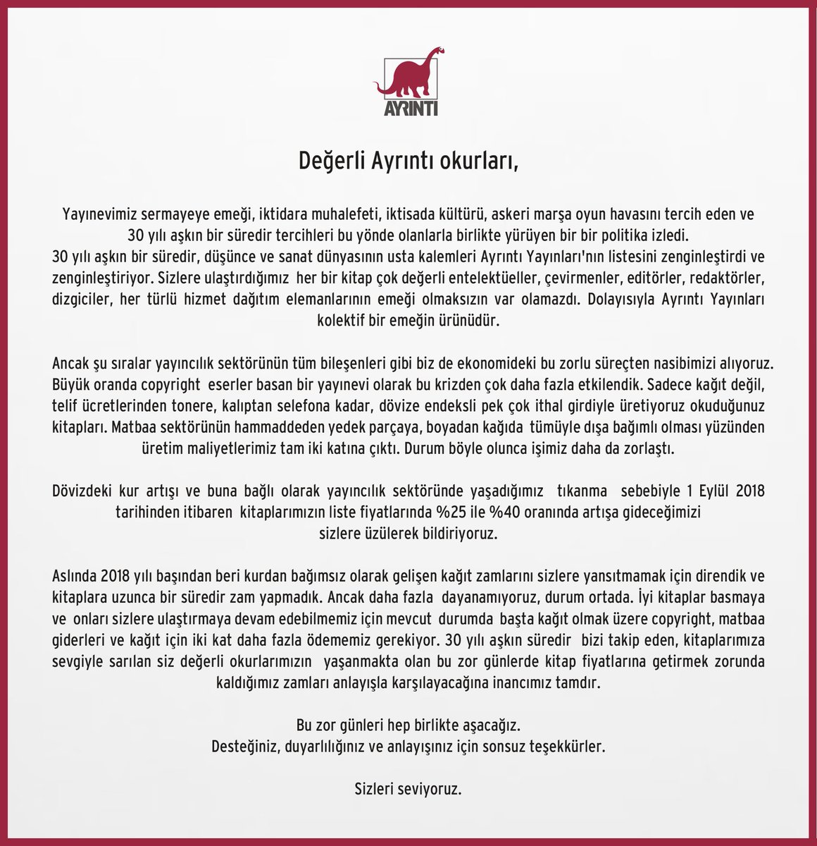 Ayrıntı Yayınları, kitaplarına zam yaptı: Sektör tıkandı, maliyetler arttı