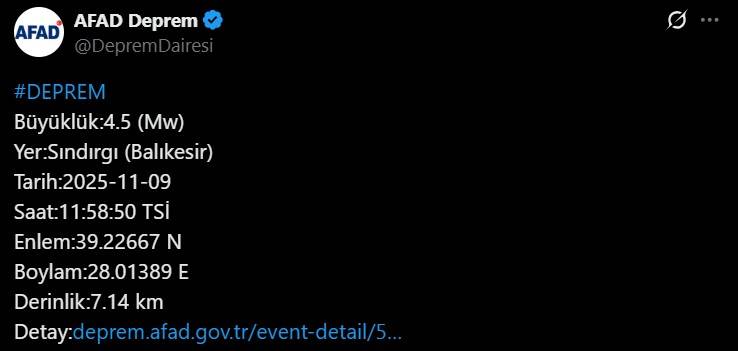 Balıkesir'de korkutan deprem